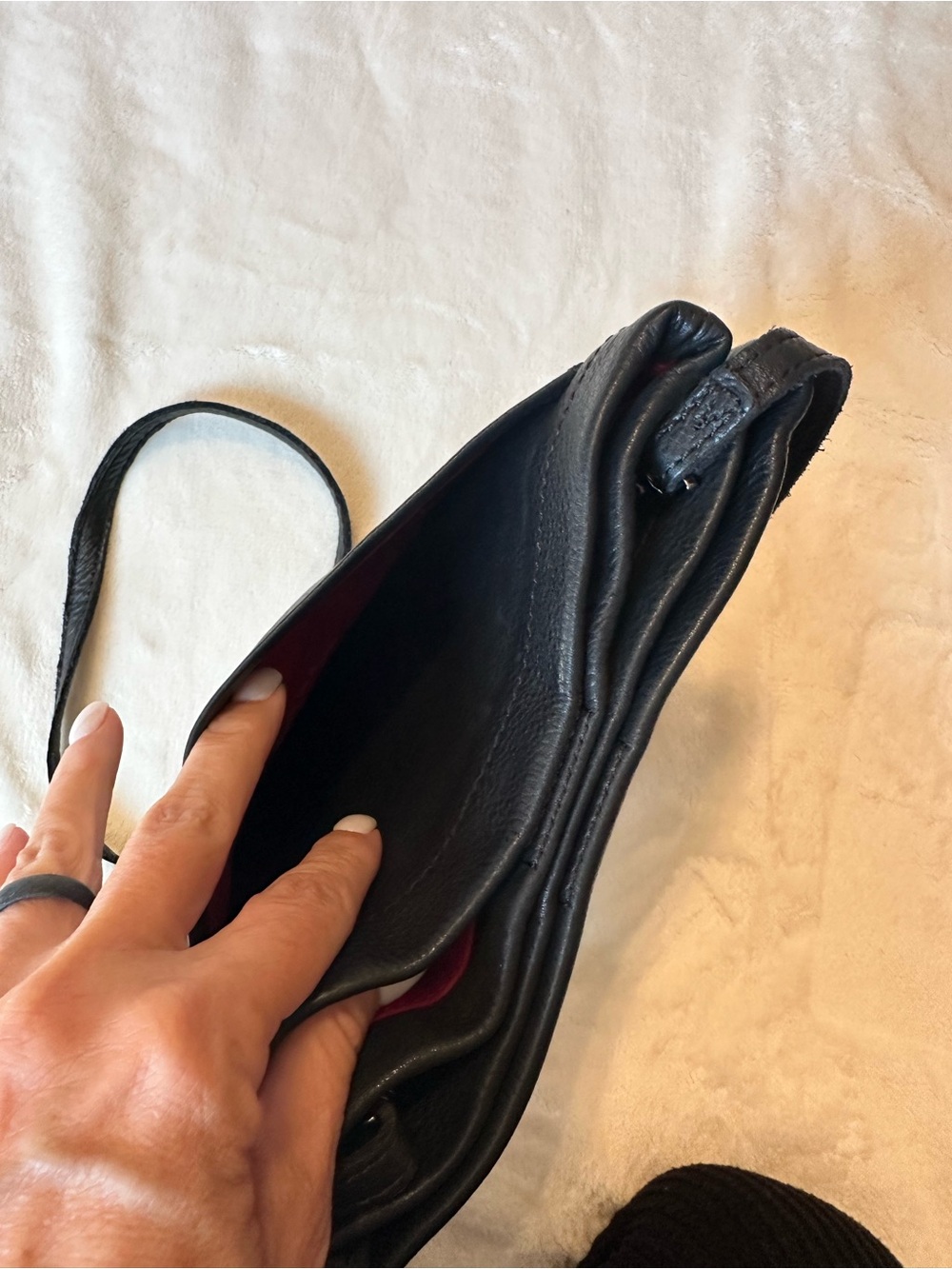 Black Leather Duke Crossbody Bag with Metal Stud Accents - Picture 6 of 6